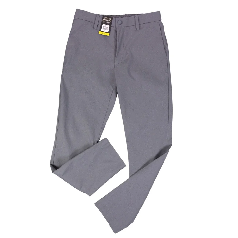 NWT Banana Republic Commuter Flex Pant Mens 32x34 Gray Polyester Tech Stretch